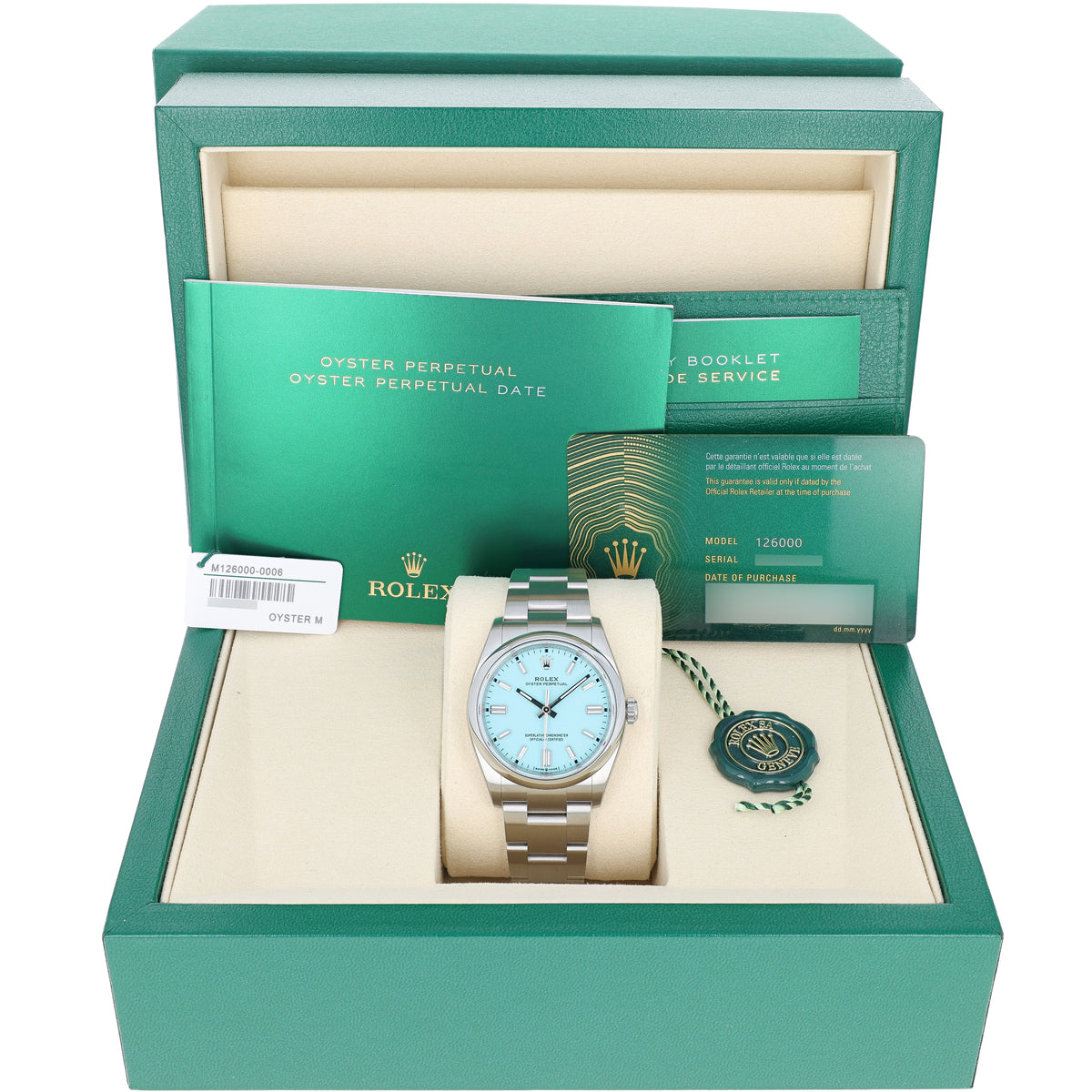 Rolex Oyster Perpetual 36 mm 126000 Turquoise NEW 2026 APRIL