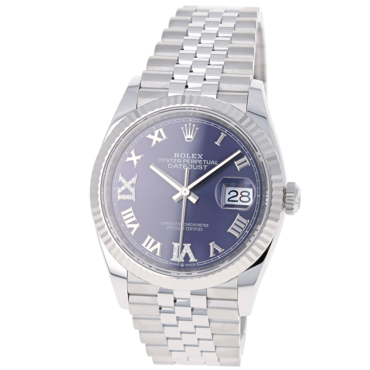 Rolex Datejust 36 mm 126234 Aubergine VI IX Diamonds Jubilee Steel