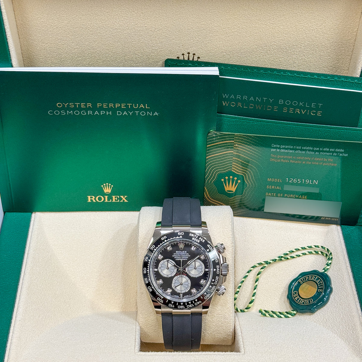 Rolex Daytona 126519LN Black Diamonds NEW 2025 White Gold