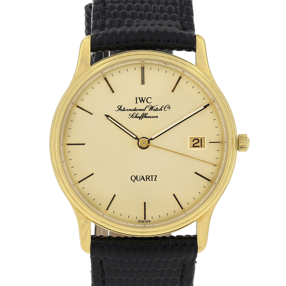 IWC Schaffhausen 3334 Quartz Rare Vintage c. 1989 18k Yellow Gold