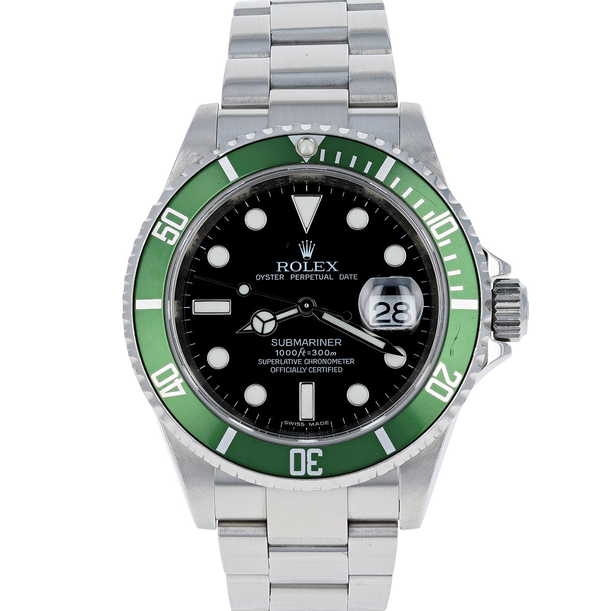 Rolex Submariner Date 16610 LV Kermit c. 2008 Unpolished Oyster Steel – BDHD