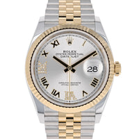 Rolex Datejust 126233 NEW 2023 Silver Roman Diamonds Jubilee Yellow Gold & Steel 36 mm