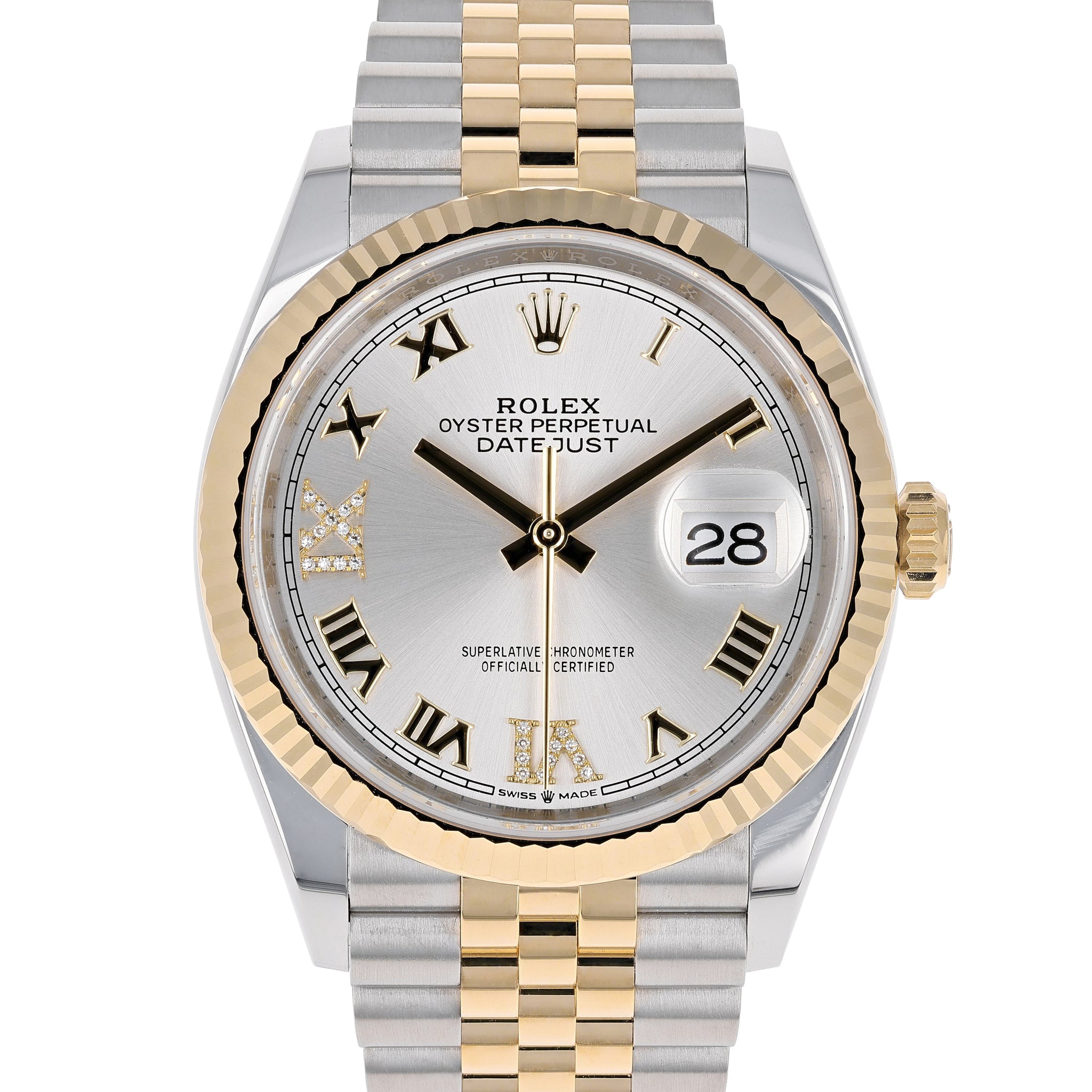 Rolex Datejust 36 mm 126233 Silver Roman NEW 2024 Diamonds VI IX Jubil –  BDHD