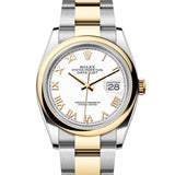 Rolex Datejust 36 mm 126203 White Roman Oyster Gold & Steel