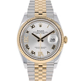 Rolex Datejust 36 mm 126233 Silver Roman Diamonds VI IX Jubilee Gold Steel