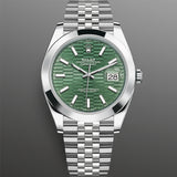 Rolex Datejust 41 mm 126300 Green Fluted Motif Jubilee Steel