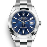 Rolex Datejust 41 mm 126300 Blue Fluted Motif Oyster Steel