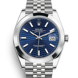 Rolex Datejust 41 mm 126300 Blue Fluted Motif Jubilee Steel
