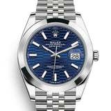 Rolex Datejust 41 mm 126300 Blue Fluted Motif Jubilee FULL SET