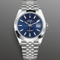 Rolex Datejust 41 mm 126300 Blue Fluted Motif Jubilee FULL SET