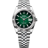 Rolex Datejust 41 126334-0034 Green Ombre dial on Jubilee bracelet - white background wider view
