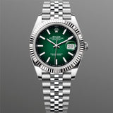 Rolex Datejust 41 126334-0034 Green Ombre dial on Jubilee bracelet - grey background wider view