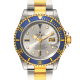 Rolex Submariner Date 16613 T Serti Silver Blue 2006 Yellow Gold Steel 40 mm