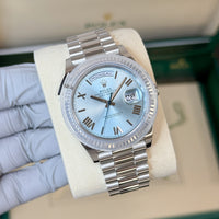 Rolex Day-Date 228236 Ice Blue Roman NEW 2025 AUGUST President Platinum 40 mm