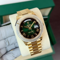 Rolex Day-Date 40 mm 228238 Green Ombre NEW 2025 STICKERS JULY President Yellow Gold