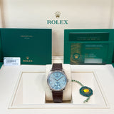 Rolex 1908 52506 Ice Blue NEW 2026 Platinum Brown Leather 39 mm