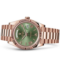 Rolex Day-Date 40 mm 228235 Olive Green NEW 2024 APRIL President Rose Gold