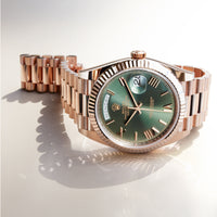 Rolex Day-Date 40 mm 228235 Olive Green NEW 2024 APRIL President Rose Gold