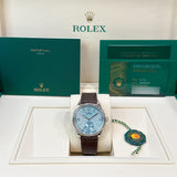 Rolex 1908 52506 Ice Blue NEW 2026 Platinum Brown Leather 39 mm