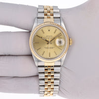 Rolex Datejust 36 mm 16233 Champagne Jubilee 1991 18k Yellow Gold & Steel