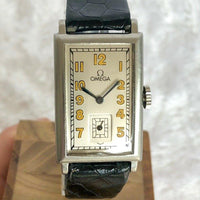 Omega Art Deco Arabic Manual c. 1937 Vintage Steel 22 x 40 mm