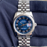 Rolex Datejust 116234 Blue Black Arabic Rare c. 2010 Unpolished Jubilee White Gold & Steel 36 mm