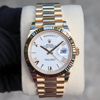 Rolex Day-Date 228238 NEW 2023 White Roman President Yellow Gold 40 mm