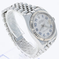 Rolex Datejust 116234 Silver Decorated Arabic 2016 Papers Box Jubilee White Gold & Steel 36 mm