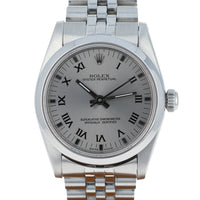 Rolex Oyster Perpetual Midsize 67480 Roman Numerals Gray Automatic c. 1986 Jubilee Steel 31 mm