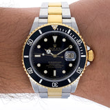 Rolex Submariner Date 16613 Black 2006 Papers Oyster 18k Yellow Gold Steel 40 mm