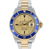 Rolex Submariner Date 16613 T Serti Champagne Blue c. 2005 Oyster 18k Yellow Gold Steel 40 mm
