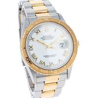 Rolex Datejust Turn-O-Graph 16263 White Roman c. 1995 Oyster 18k Yellow Gold & Steel 36 mm