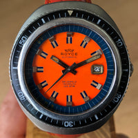 Royce Jumbo Diver Vintage Automatic Orange Rare c. 1970 Steel 43 mm