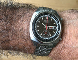 Seiko 6139-6022 Pulsations -6020T Tropical Black Automatic Chronograph c. 1972 Steel 40 mm